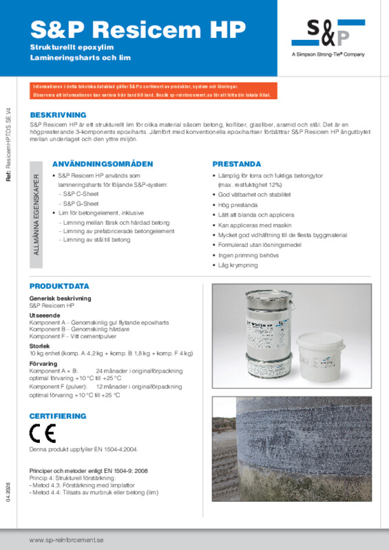 S&P Resicem HP Tekniskt datablad (TDS)