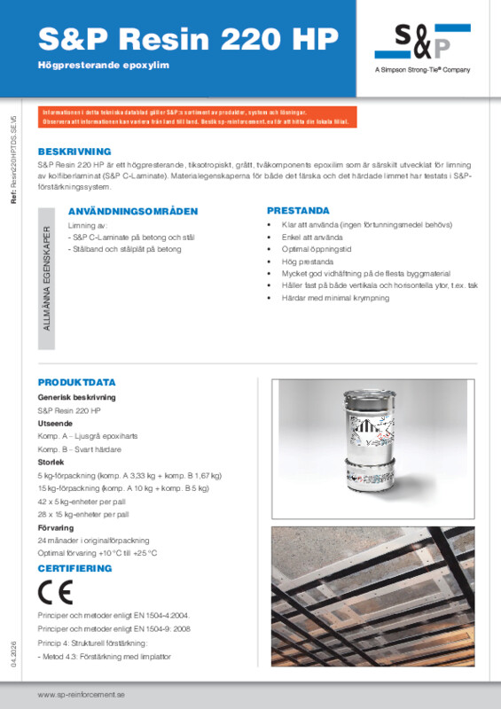 S&P Resin 220 HP Tekniskt datablad (TDS)