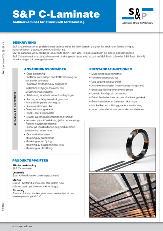 S&P C-Laminate Tekniskt datablad (TDS)